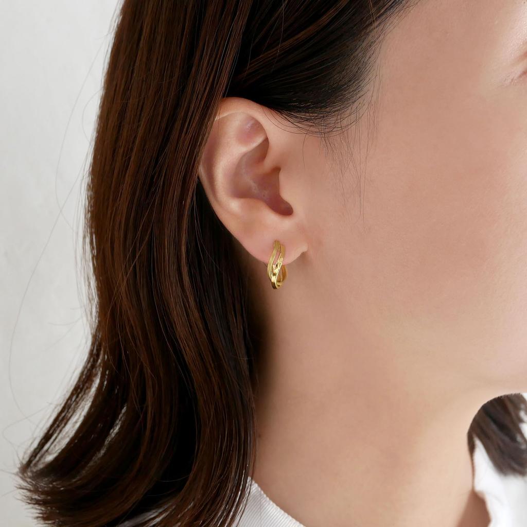 Kuma Earrings KMJE0146 YG [Official] [Vendome Aoyama] [Kengo + MA,YU] GURU-GURU [Kengo Kuma]