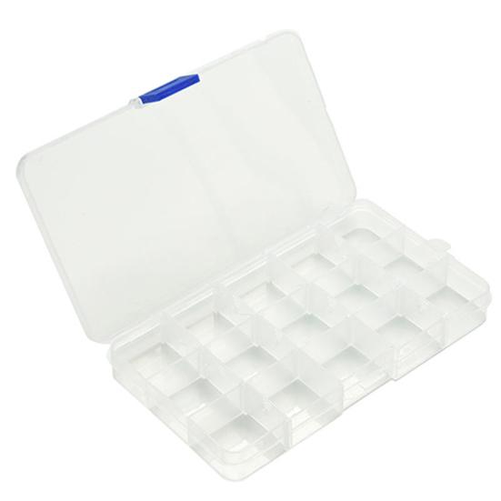 15 Slots Adjustable Plastic Fishing Lure Tackle Box Organizer Storage Case