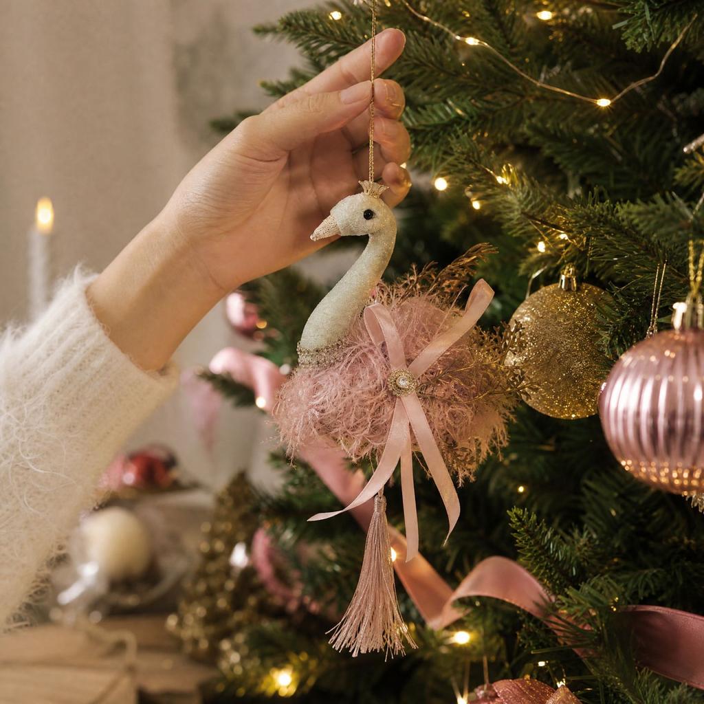 and Green Flannel Christmas Ball Ornaments for Holiday Tree Decor, Hanging Decoration