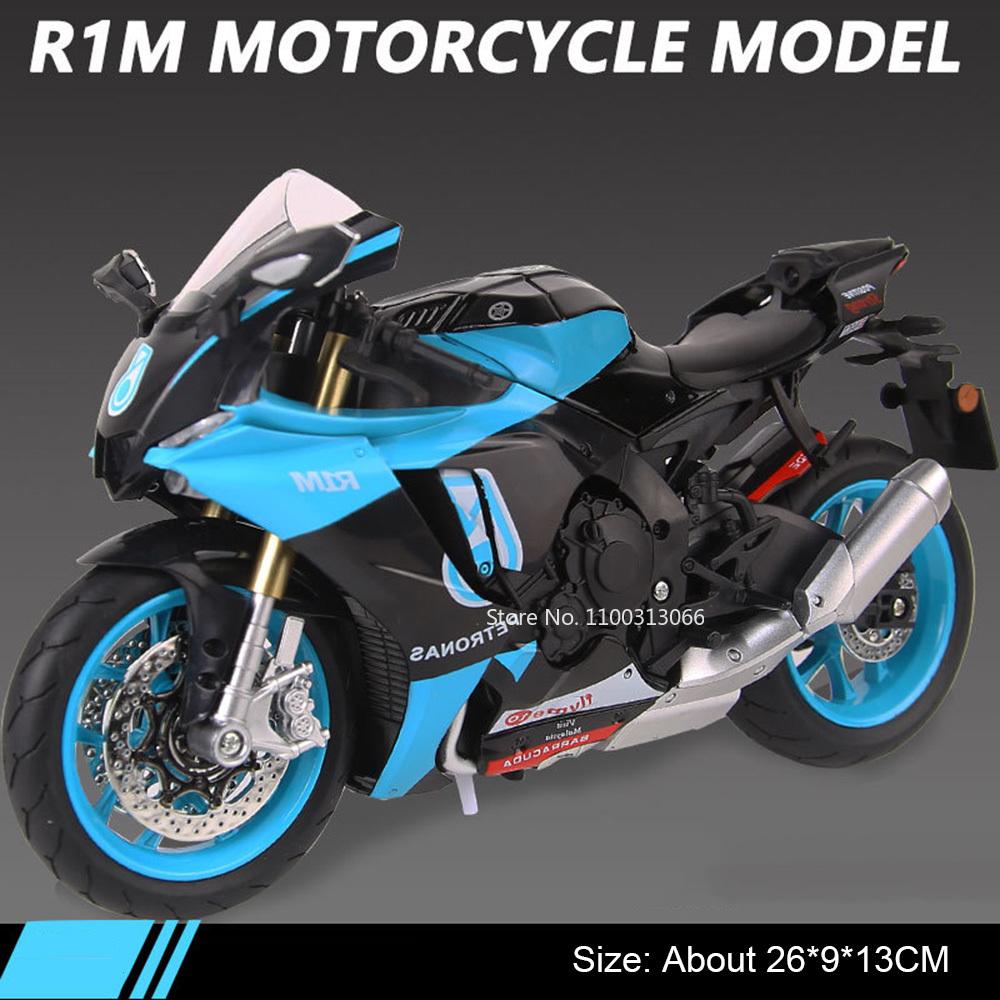 1:9 R1M SUZUKI GSX-1000R Motorcycles Toys Alloy Cars Models Rubber Tires Miniature Vehicle Light Motorcycles Kids' Edutainment