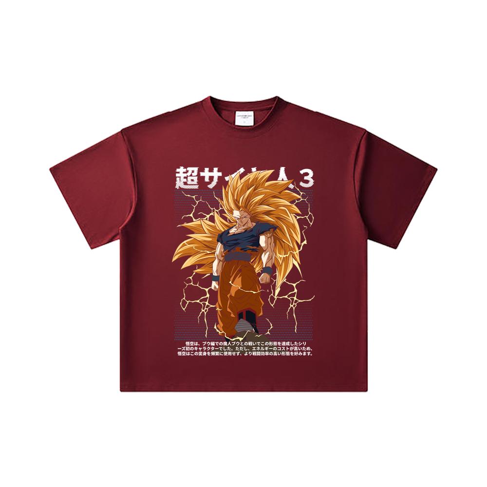 260 GSM Double Yarn 32 Count 100% Cotton Dragon Ball V59 Goku SSJ3 Print Unisex Heavy Cotton T Shirt