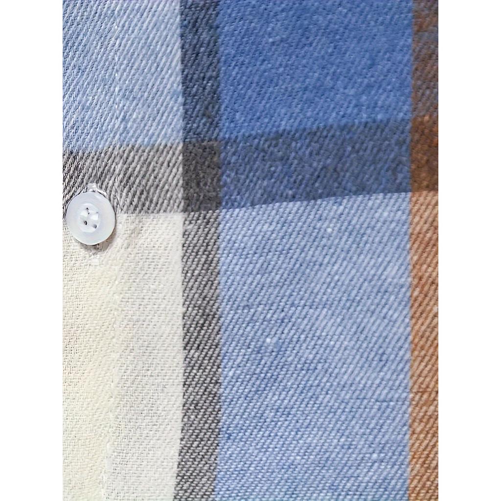 Men's Striped Plaid Casual Loose Button Lapel Long Sleeve Hooded Cardigan Shirt Jacket