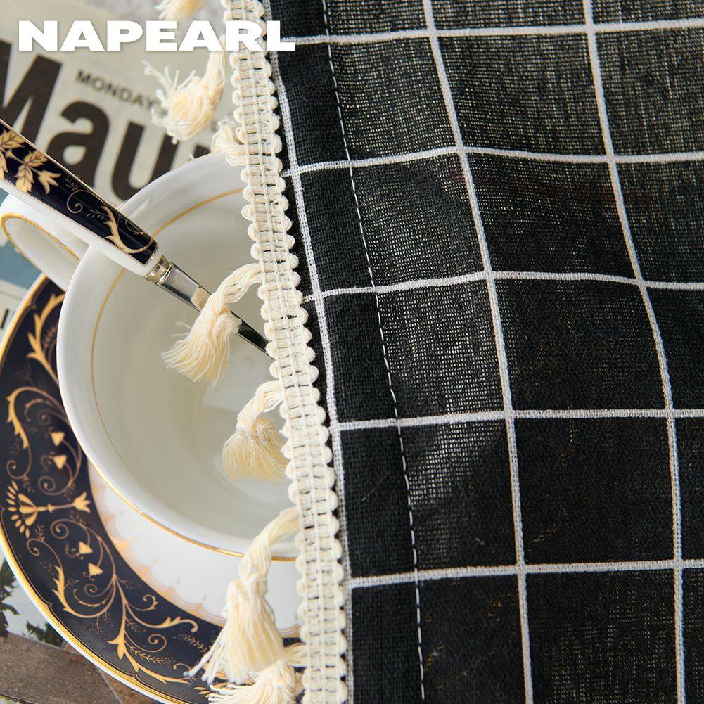 1PC NAPEARL Semi Blackout Simple and Versatile Tassel Edge Decoration Black Color Curtain for Windows Balcony Living Room and Bedroom Home Decor