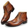 Fashion Customized Business Boots For Men Lace Up Ankle Brogue Comfortable Fashion Retro Printing Shoes Black Brown Nice Shoes Handmade
