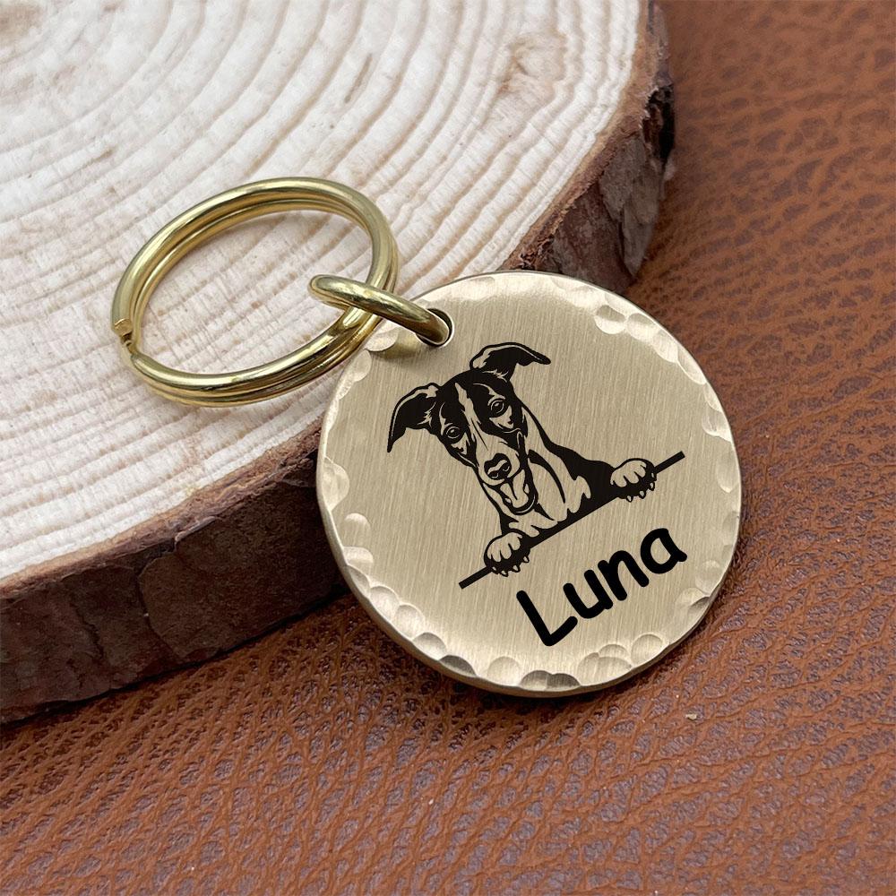 Messing Hundeanhänger Personalisierte Haustier-ID-Tags Gravur Welpe Anti-Verlust Halsbänder Anhänger Hund Katze Name Haustiere Hunde Zubehör Zubehör Benutzerdefiniert