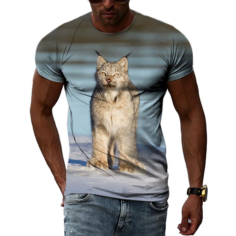 Sommer Mode Persönlichkeit Lynx Grafik T Shirts Männer Hip Hop Street Style Spaß Tees Trend Casual Gedruckt Oansatz Kurzarm tops
