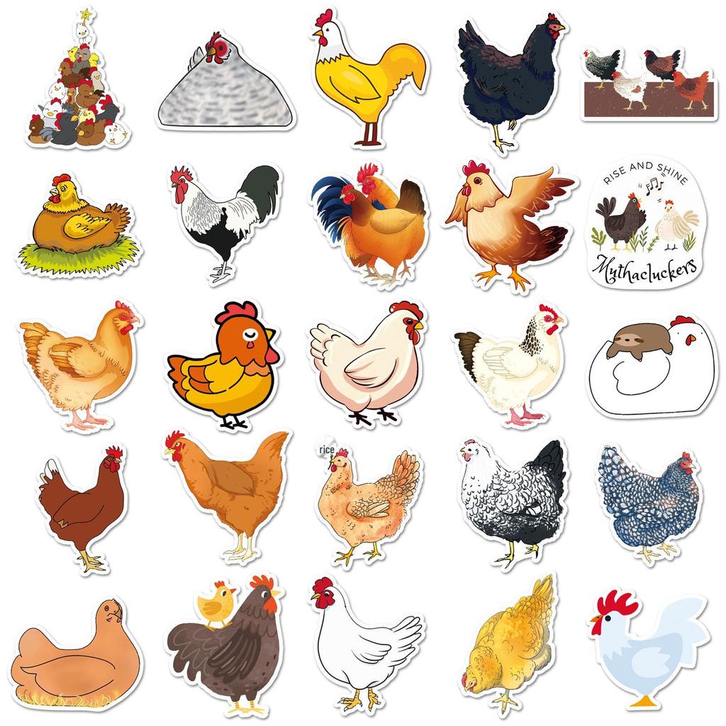 50 Creative Waterproof Cartoon Animal Stickers for DIY Skateboards, Phone Cases, Suitcases