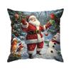 Home Decor Santa And Winter Wildlife Christmas Pillow Pattern Cushion Cover Suitable For Sofa Bedroom Car Pillow Cover