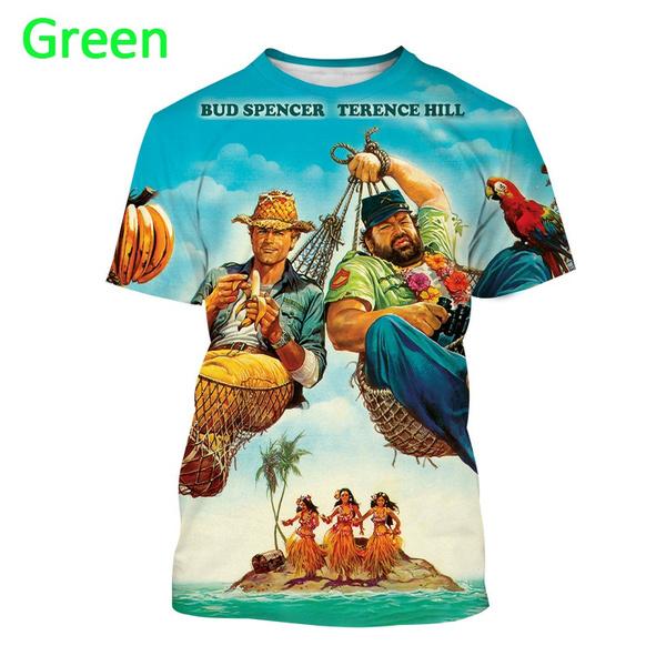 Xin nan zhuang Zomermode Hip Hop Shirt Tops Bud Spencer Terence Hill 3D Heren Casual Cool Print Korte Mouw T-shirt Kleding L