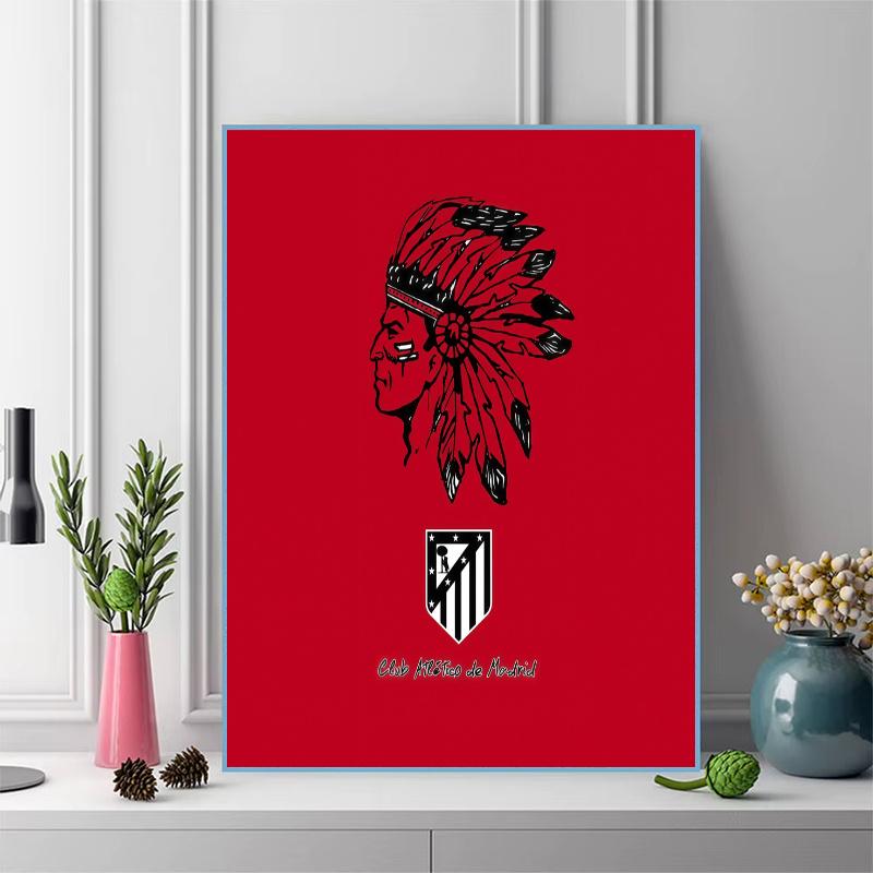 Atletico Madrid Football Crest 100% Round Full Drill 5D DIY Diamond Painting Embroidery Cross Stitch Rhinestone Decor