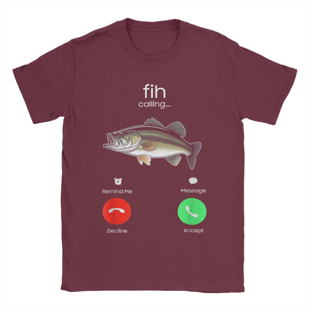 Fih Calling Remind me Message Decline Accept Phone Call Fish TShirt for Men Cotton Tee Shirt Short Sleeve T Shirt Plus Size