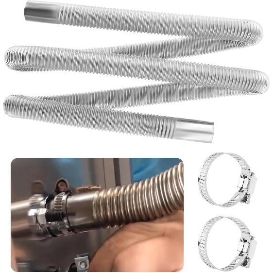 47.2 Diesel Heater Exhaust Pipe,1 ID Stainless Steel Flexible Exhaust Tubing with 2 Hose Clamps,Universal Exhaust Hose Kit Die 47.2in pipe