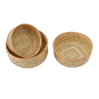 3PCS Woven Storage Bowls Large Capacity Exquisite Clear Grain Decorative Woven Serving Basket Bowl