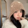 Women Warm Windproof Ear Protection Hat Scarf Small Flower Casaul Knitted Hat