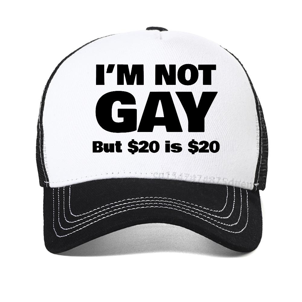 Ich bin nicht schwul, aber 20 ist 20 Aufdruck Baseballkappe Lässig Mann Bisexuell Lesbisch LGBT Schwul Grafikmützen Outdoor Atmungsaktive Trucker-Kappe