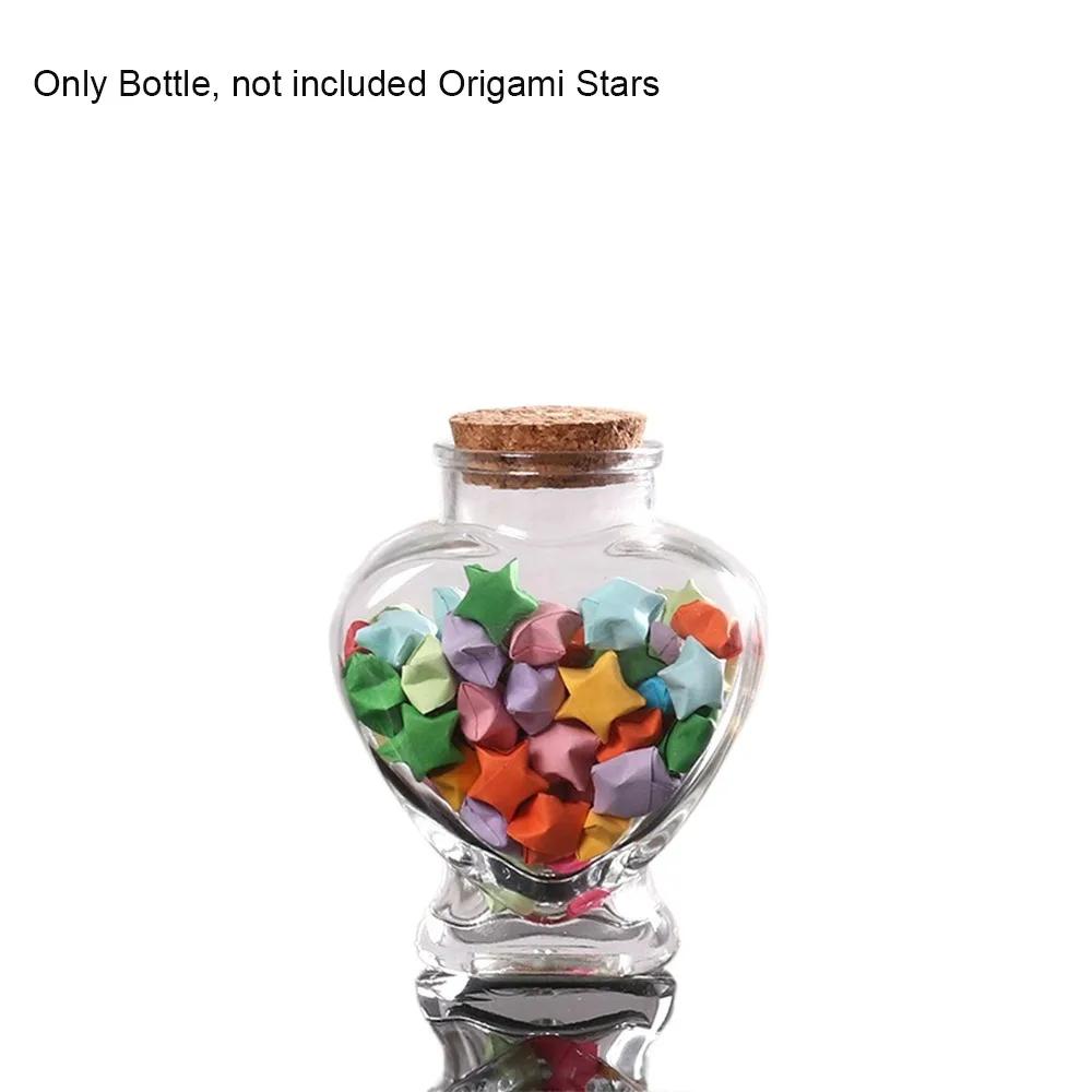 Creative Clear Origami Stars Glass Bottle Peach Heart Shape Craft Wishing Bottle Storage Bottle for Home Chirstmas Party Favors