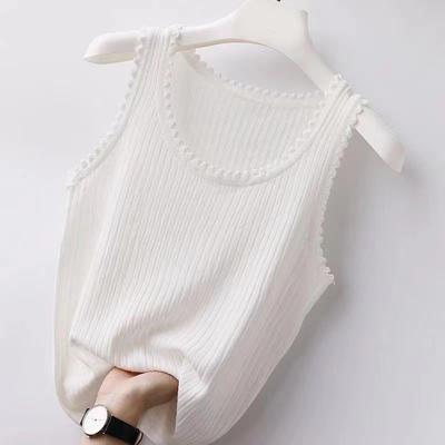 Black Tank Tops Women 2025 Summer Sleeveless O-Neck White Knitted Tank Tops Camis Women Tops JJ308