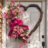 Valentine's Heart Wreath Artificial Rose Flower Wreath Spring Festival Decoration for Front Door Window Wedding Parties