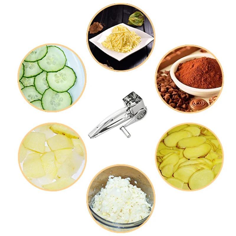 4 In 1 Rotary Cheese Grater - Stainless Steel Shredder For Parmesan, Butter, Nut | Kitchen Gadget Multi Use Tool Set