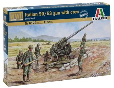 Platz Italeri 1/72 WWII Italian 90/53 Anti-Aircraft Gun with Artillery Plastic Model Kit IT6122 (Cannon)