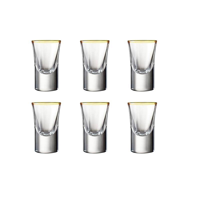 Golden Edged Small Wine Glass Luxury Vodka Glass Thick Bottom Baijiu Cup Transparent Drinkware Whiskey Glass Drinking Glasses