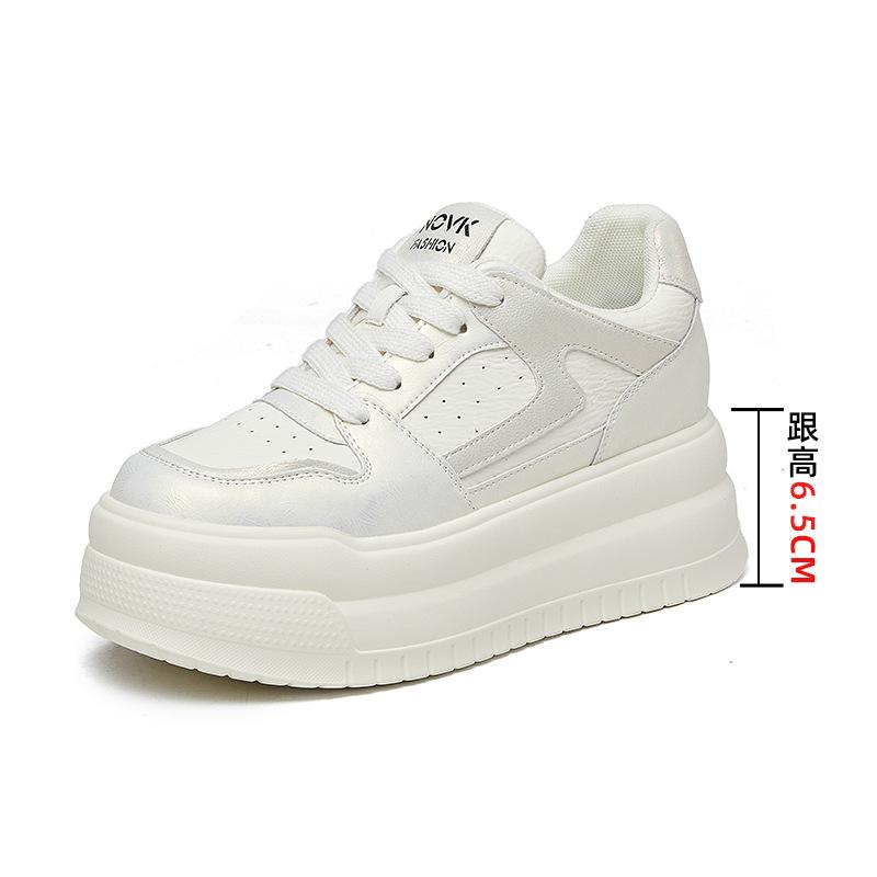 

2025 spring and autumn new women s casual single shoes inner height-increasing shoes women s 8 cm thick-soled white shoes children versatile 34
