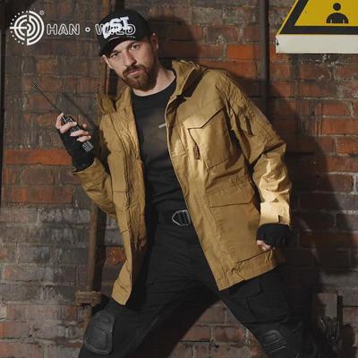 Hanye Men's M65 Tactical Windbreaker: Mid-Length Autumn/Winter Workwear Jacket