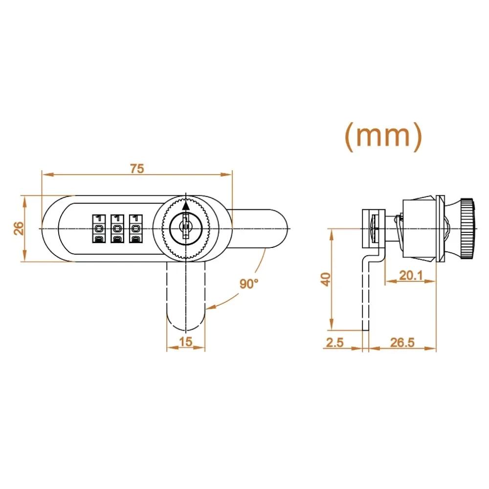 Neues mechanisches Passwortschloss aus Zinklegierung 3-stelliger Code Möbelschlösser Sicherheitshardware Schubladenschloss Schrank Briefkasten