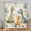 2pcs 2D Flat Printing Scene Curtain Cute Dinosaur Watercolor 100% Polyester Without Electricity Festive Curtains Perfect for