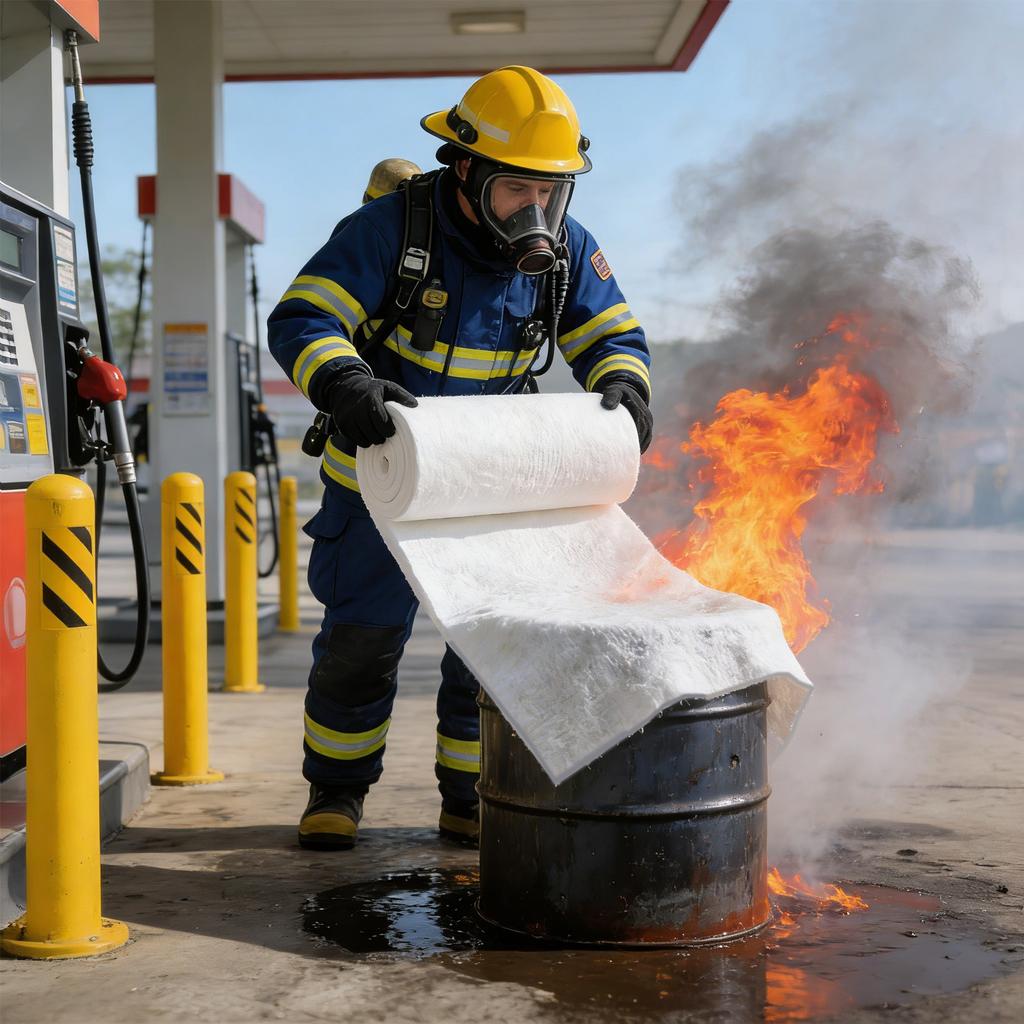 Fireproof Insulation Blanket - Silica Aluminum Ceramic Fiber Mat, 1260℃ Resistant, 1x1m 1cm Thick, Cuttable Shield For Industrial Equipment & Resident