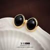 Elegant Gold-Plated Black Zircon Stud Earrings - Niche Design for a Luxurious Fashion Statement