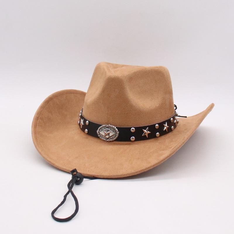 Top Hat Suede Cowboy Jazz Hat Spring Summer Men'S And Women'S Ethnic Beach Hat Wind Eaves