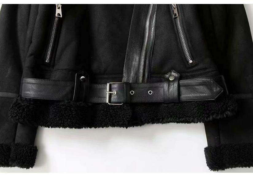 Damen Winter Wildleder Motorradjacke mit beidseitigem Pelzfutter