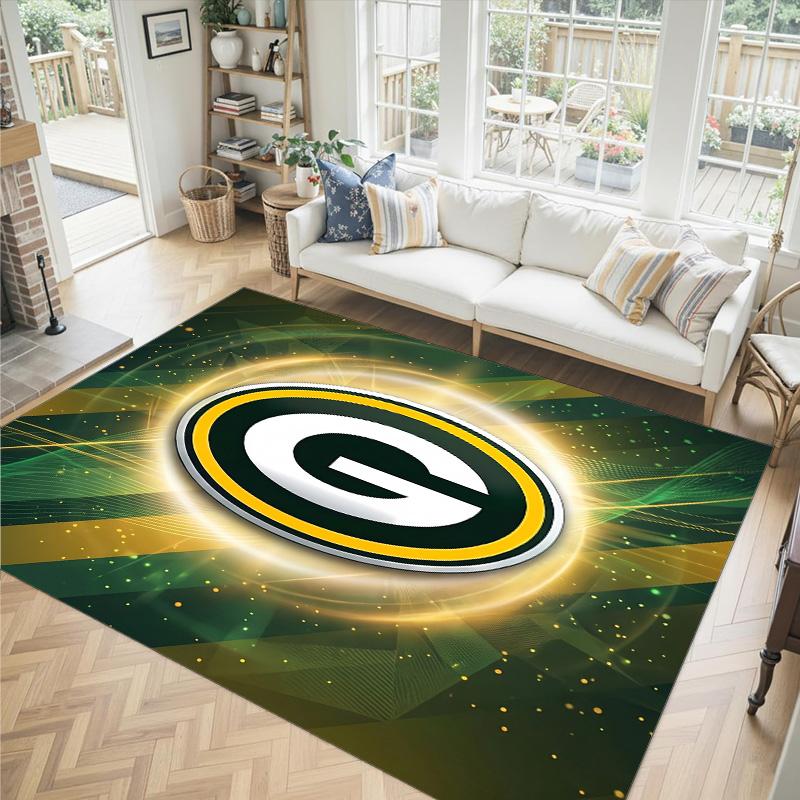 Green Bay Packers Design Crystal Velvet Carpet Cozy Non?Slip Printed Rug For Bedroom Living Room Entrance