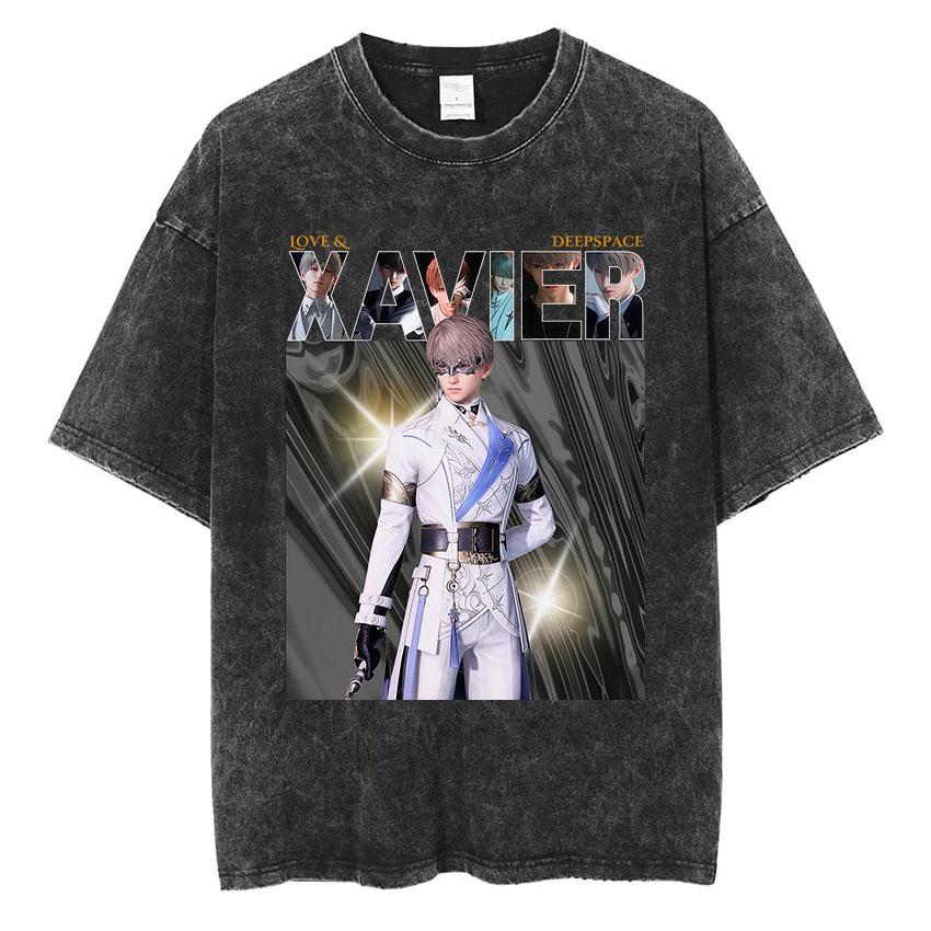 Vintage Washed Girl Dinner Rafayel Love and Deepspace T Shirt Unisex Summer ONeck Cotton Tshirt Fashion Tide Short Sleeve Tees
