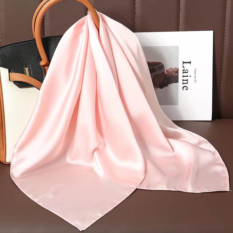 Luxus Uni Farbe Seide Quadratisches Tuch Damen Weiches Satin Pferdehaarband Halstuch Büro Hijab Stirnband Foulard Taschenbänder Geschenk