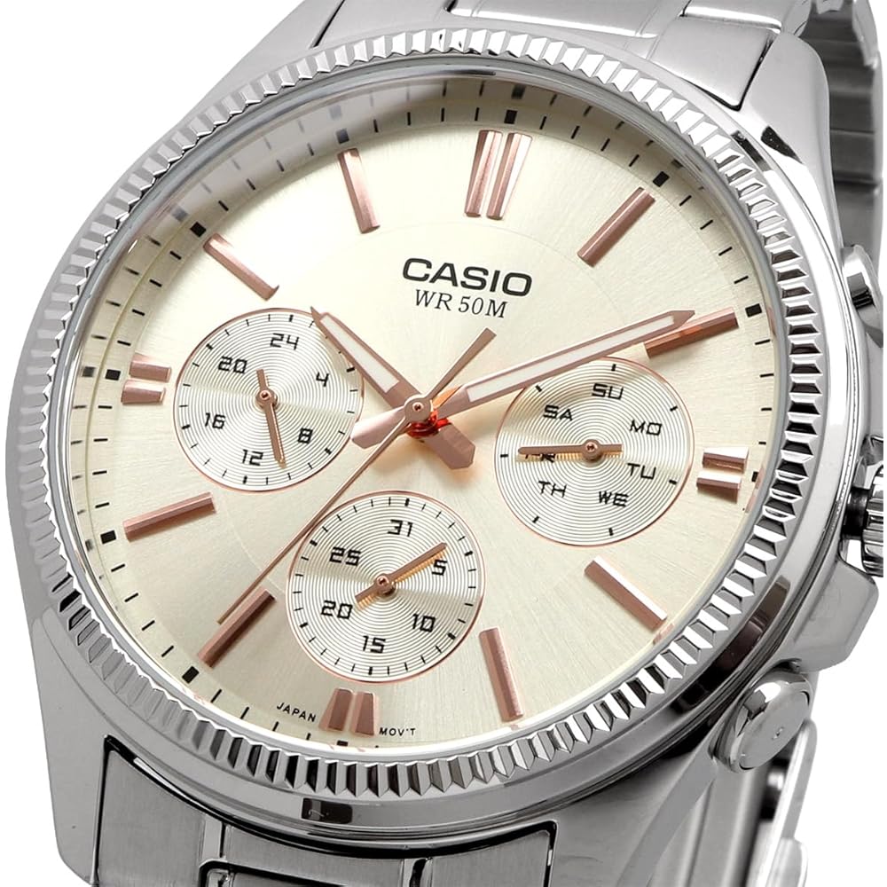 Casio Standard Quartz Men's Watch MTP-1375D-7A2V 24-Hour Display Champagne Color Imported Model