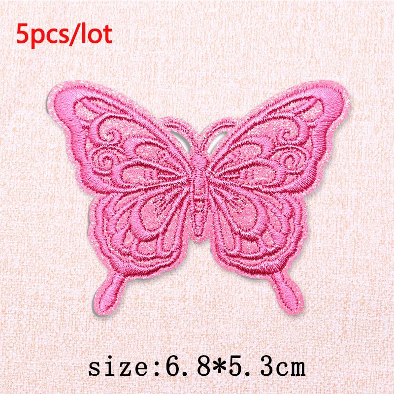 5Pcs/Lot Glitter Butterfly Bow Iron on Patches - Embroidered Patches on Clothes Bags Hats Jackets Decor