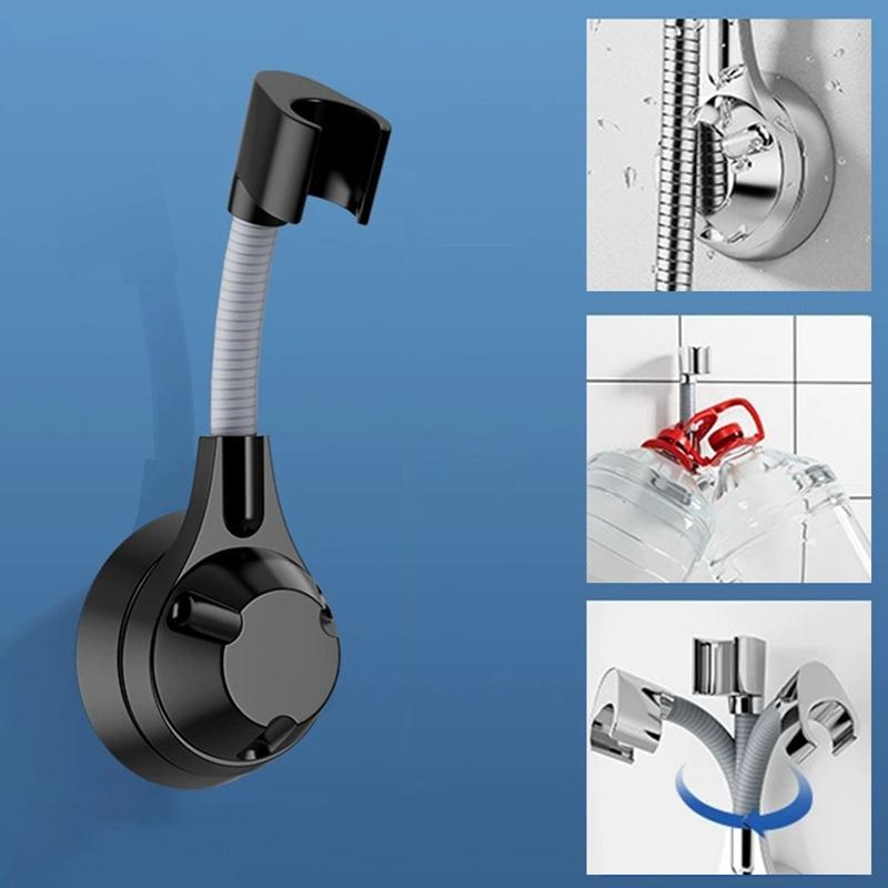 

Держатель для душа на присоске Регулируемый держатель насадки для душа Ручной держатель с насадкой Без ударов Многоугольный поворотный кронштейн для душа чёрный