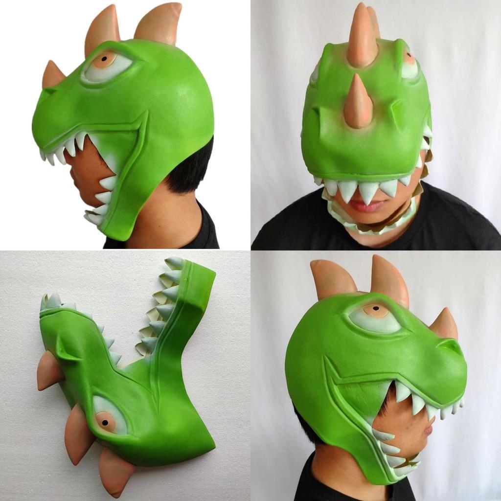 Halloween Latex Grön Dinosauriemask Med Handgjort Hantverk För Kostymfest Roligt