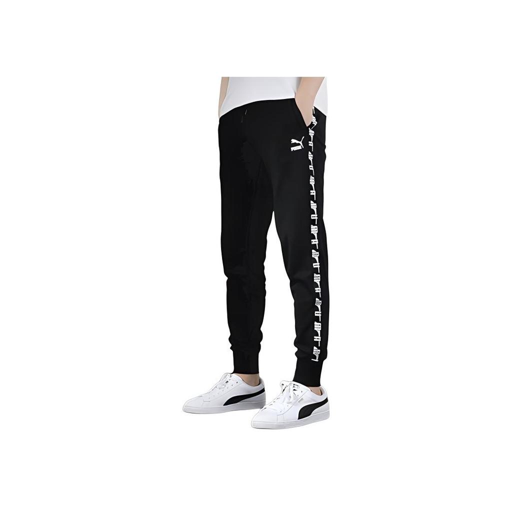 Puma Side Stripe Slim Fit Jogger Pants Men bottoms Black 595885-01
