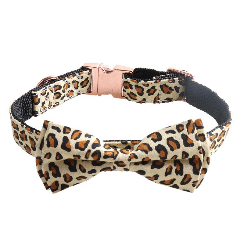 

Ошейник для собак Pet Leopard Print Rose Gold с металлической пряжкой и бантом 2.5*55CM