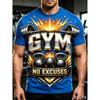Fashion New Men's GYM No Excuses Barbell Kettlebell Explosion Print T-Shirt Fitness T Shirt Casual Streetwear Short SleeveTops