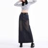 Women's High-Waist Slit Denim Midi Skirt - Versatile A-line, Slimming Fit for Spring & Autumn 2025