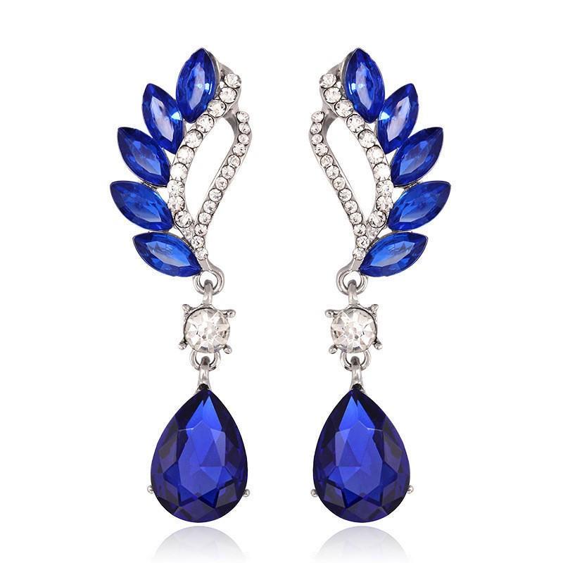 Cercei lungi Fashion pentru Femei, Albastru Alb, Forma de Picătură de Apă, Cristal Strălucitor, Zirconiu, Metal, pentru Petrecere