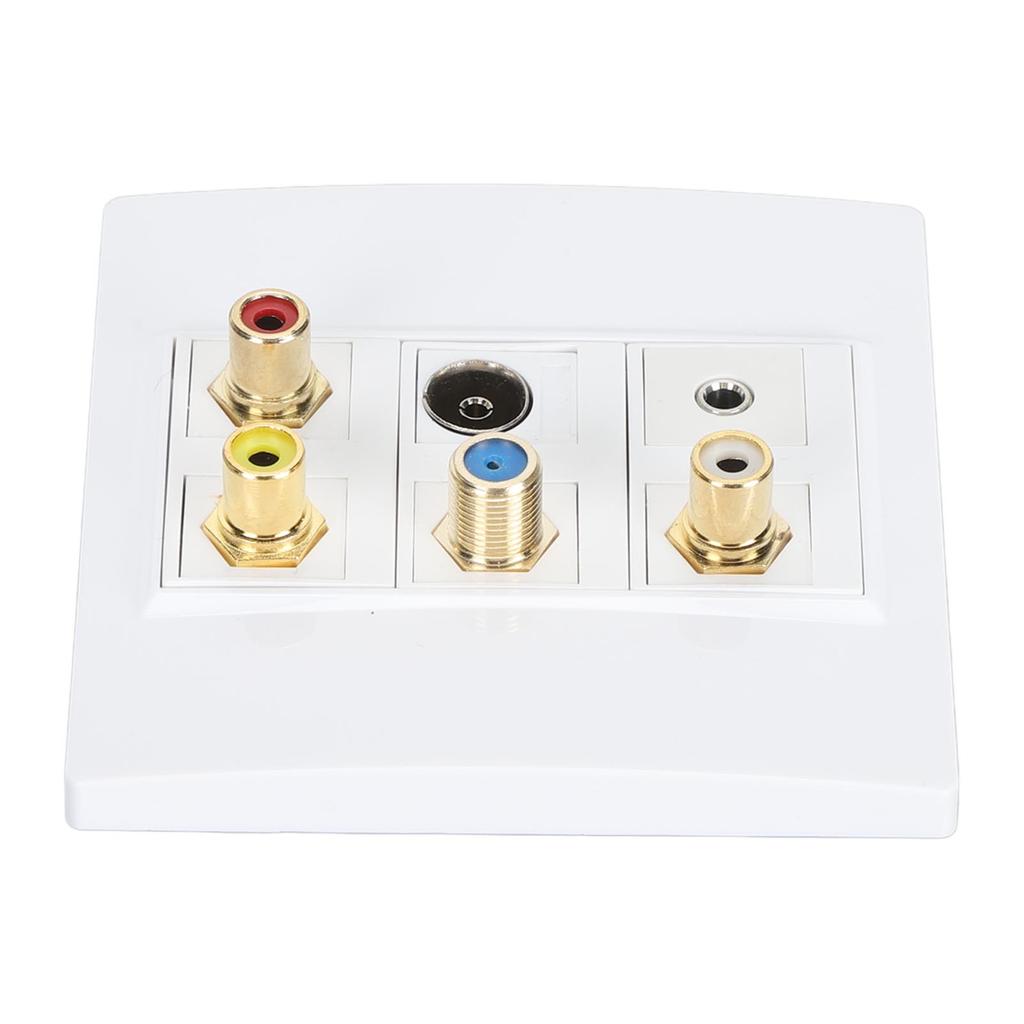 Multimedia Wall Plate 3.5mm F Type TV9.5 3 RCA AV Wall Panel for TV Set Top Box Coaxial Cable Radio