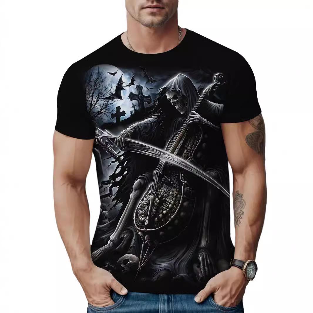 

Летняя новая мужская футболка с 3D-принтом черепа, модная футболка с короткими рукавами 5XL