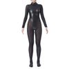 Sexy Women Pu Mesh High Cut Bodysuit Oil Glossy Shiny Elastic Yoga Shaping Tights Sheer See Through Maid Leotard Stage Wear