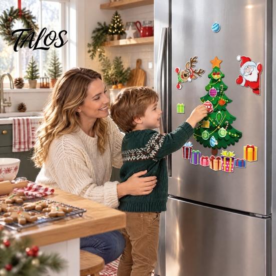 Durable Magnetic Ornaments Christmas Fridge Magnets, Soft Santa & Tree Stickers, Reusable Decorative Metal Surface Magnets Holiday Magnet for