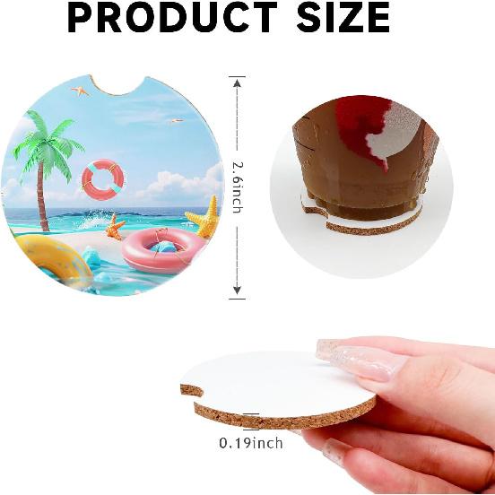 Sublimation Blank Car Coasters,40Pcs 2.6 Inch Round Cork Water Absorbent Coasters Set,Sublimation Heat Transfer Cup Coaster for Drink,Car